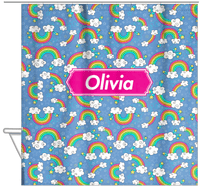 Thumbnail for Personalized Rainbows Shower Curtain I - Decorative Rectangle Nameplate - Hanging View