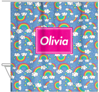 Thumbnail for Personalized Rainbows Shower Curtain I - Rectangle Nameplate - Hanging View