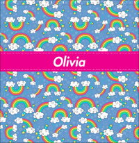 Thumbnail for Personalized Rainbows Shower Curtain I - Ribbon Nameplate - Decorate View
