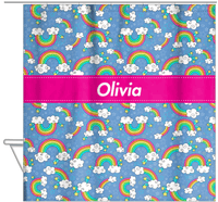 Thumbnail for Personalized Rainbows Shower Curtain I - Ribbon Nameplate - Hanging View