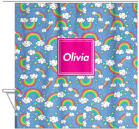 Thumbnail for Personalized Rainbows Shower Curtain I - Square Nameplate - Hanging View