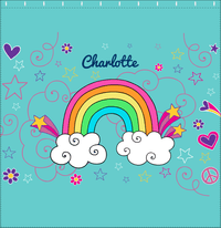Thumbnail for Personalized Rainbows Shower Curtain VI - Rainbow Doodle - Teal Background - Decorate View
