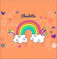 Thumbnail for Personalized Rainbows Shower Curtain VI - Rainbow Doodle - Orange Background - Decorate View