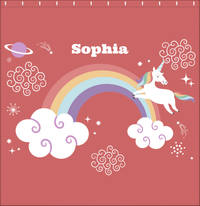 Thumbnail for Personalized Rainbows Shower Curtain VII - Rainbow Unicorn - Red Background - Decorate View