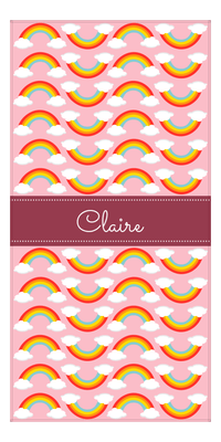 Thumbnail for Personalized Rainbow Beach Towel II - Pink  Background - Front View