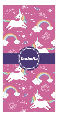 Thumbnail for Personalized Rainbows Beach Towel I - Circle Ribbon Nameplate - Front View