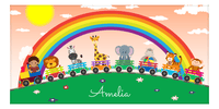 Thumbnail for Personalized Rainbows Beach Towel IV - Animal Train - Black Boy - Front View