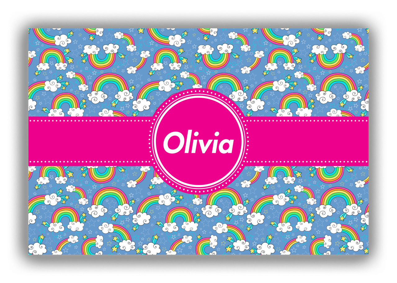 Personalized Rainbow Canvas Wrap & Photo Print I - Circle Ribbon Nameplate - Front View