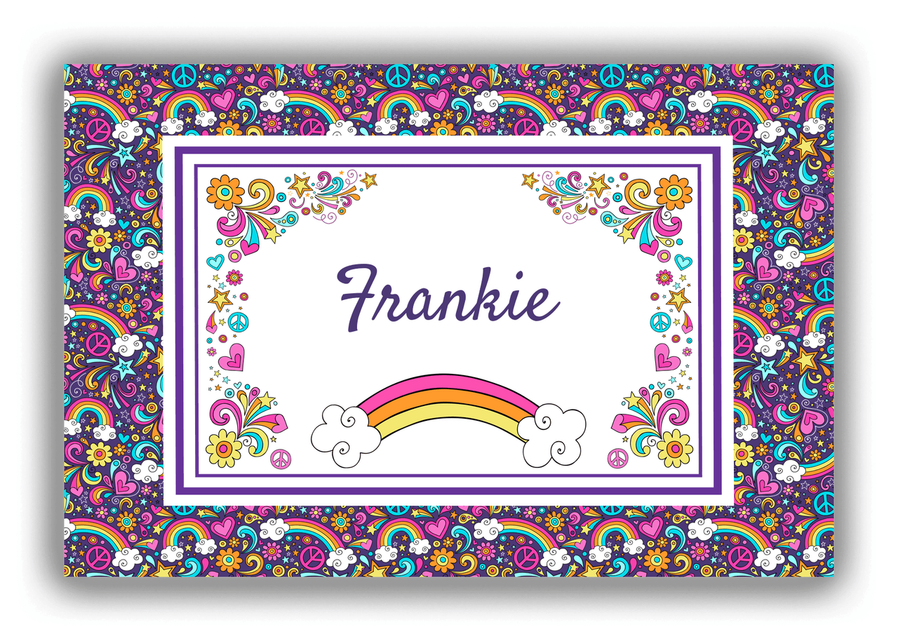 Personalized Rainbow Canvas Wrap & Photo Print II - Flower Power - Purple Background - Front View