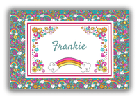 Thumbnail for Personalized Rainbow Canvas Wrap & Photo Print II - Flower Power - Dark Teal Background - Front View