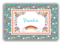 Thumbnail for Personalized Rainbow Canvas Wrap & Photo Print II - Flower Power - Teal Background - Front View
