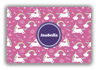 Thumbnail for Personalized Rainbow Canvas Wrap & Photo Print III - Unicorns - Circle Nameplate - Front View