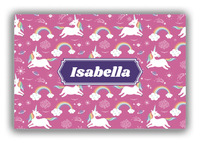 Thumbnail for Personalized Rainbow Canvas Wrap & Photo Print III - Unicorns - Decorative Rectangle Nameplate - Front View