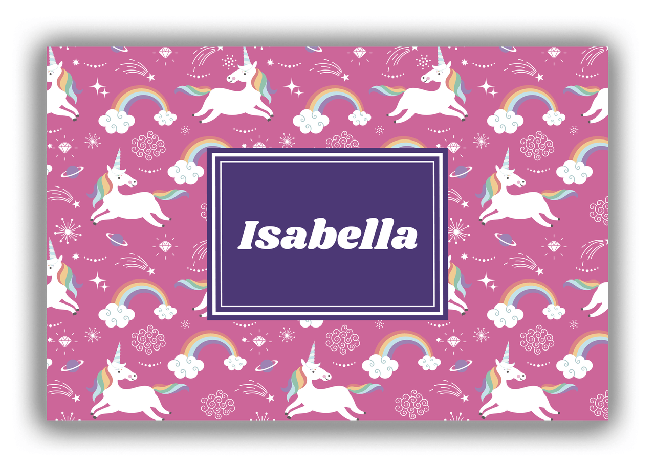 Personalized Rainbow Canvas Wrap & Photo Print III - Unicorns - Rectangle Nameplate - Front View