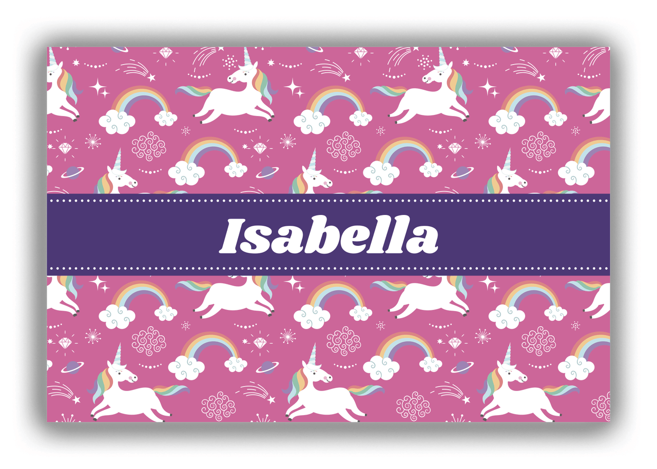 Personalized Rainbow Canvas Wrap & Photo Print III - Unicorns - Ribbon Nameplate - Front View