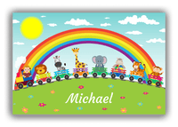 Thumbnail for Personalized Rainbow Canvas Wrap & Photo Print IV - Animal Train - Blond Boy - Front View