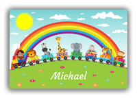 Thumbnail for Personalized Rainbow Canvas Wrap & Photo Print IV - Animal Train - Black Boy - Front View