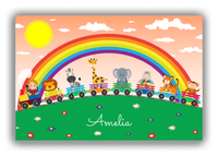 Thumbnail for Personalized Rainbow Canvas Wrap & Photo Print V - Animal Train - Blonde Girl - Front View