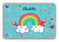 Thumbnail for Personalized Rainbow Canvas Wrap & Photo Print VI - Rainbow Doodle - Teal Background - Front View