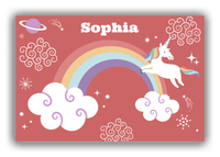 Thumbnail for Personalized Rainbow Canvas Wrap & Photo Print VII - Rainbow Unicorn - Red Background - Front View