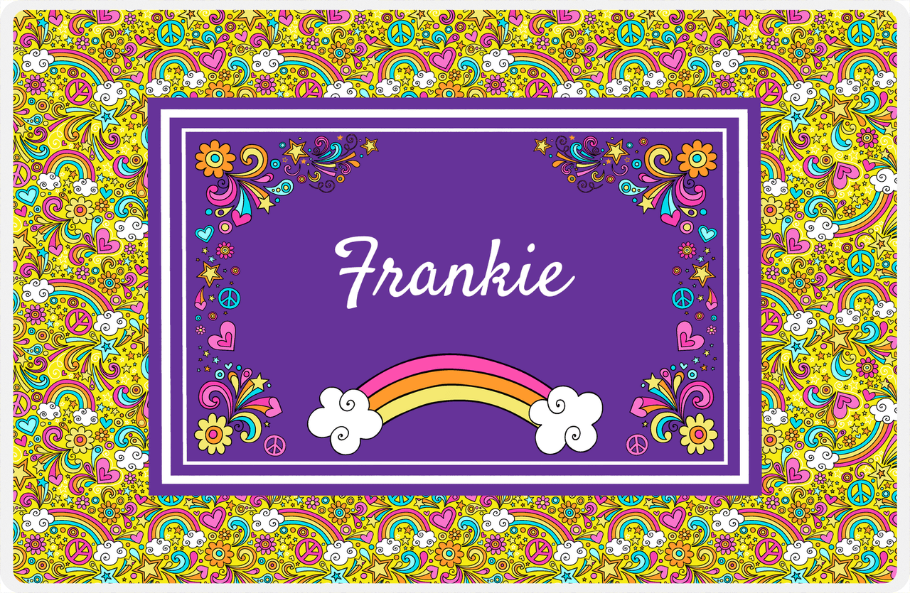 Personalized Rainbow Placemat II - Flower Power - Yellow Background -  View