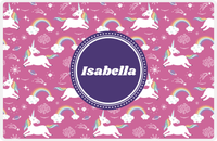 Thumbnail for Personalized Rainbow Placemat III - Unicorns - Circle Nameplate -  View
