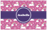 Thumbnail for Personalized Rainbow Placemat III - Unicorns - Circle Ribbon Nameplate -  View