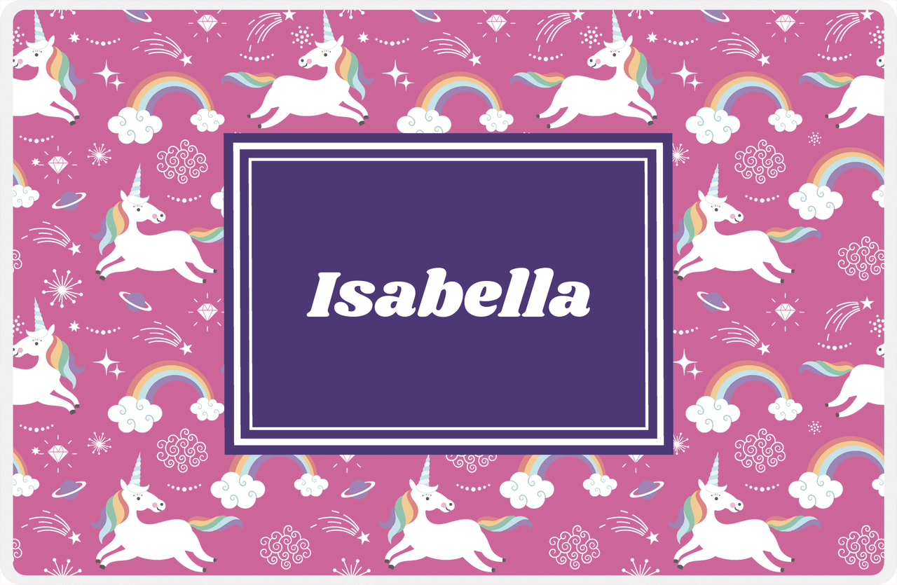 Personalized Rainbow Placemat III - Unicorns - Rectangle Nameplate -  View