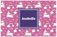 Thumbnail for Personalized Rainbow Placemat III - Unicorns - Square Nameplate -  View