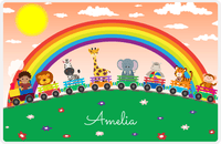 Thumbnail for Personalized Rainbow Placemat V - Animal Train - Black Girl -  View