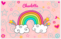 Thumbnail for Personalized Rainbow Placemat VI - Rainbow Doodle - Pink Background -  View