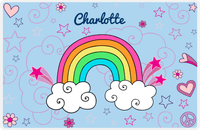 Thumbnail for Personalized Rainbow Placemat VI - Rainbow Doodle - Blue Background -  View
