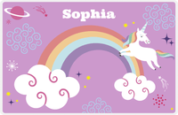 Thumbnail for Personalized Rainbow Placemat VII - Rainbow Unicorn - Purple Background -  View
