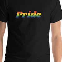 Thumbnail for Personalized Rainbow Text T-Shirt - Black - Shirt Close-Up View