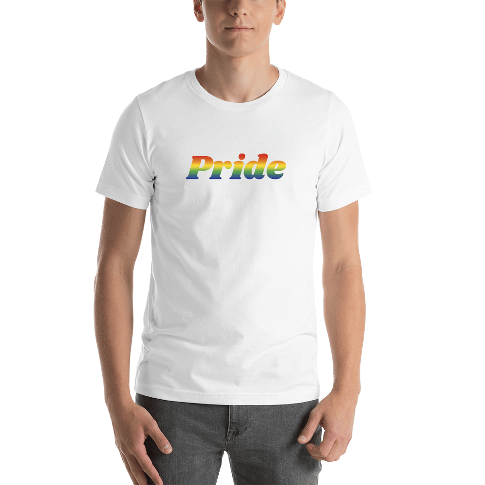 Personalized Rainbow Text T-Shirt - White - Shirt View