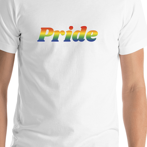 Personalized Rainbow Text T-Shirt - White - Shirt Close-Up View