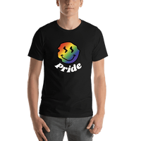 Thumbnail for Personalized Rainbow Wonky Smiley Face T-Shirt - Black - Shirt View