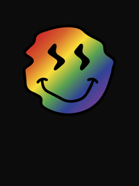 Thumbnail for Personalized Rainbow Wonky Smiley Face T-Shirt - Black - Decorate View