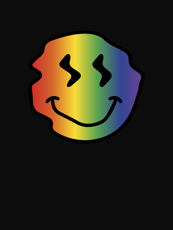 Personalized Rainbow Wonky Smiley Face T-Shirt - Black - Decorate View