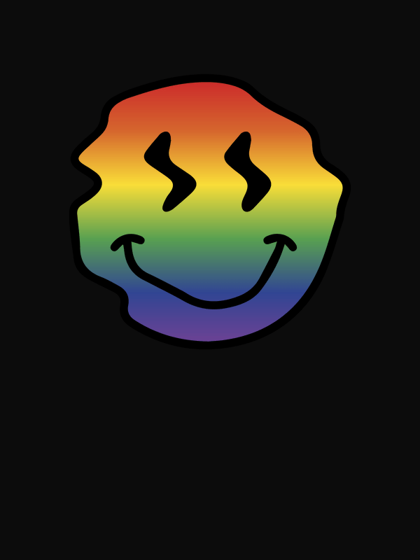 Personalized Rainbow Wonky Smiley Face T-Shirt - Black - Decorate View