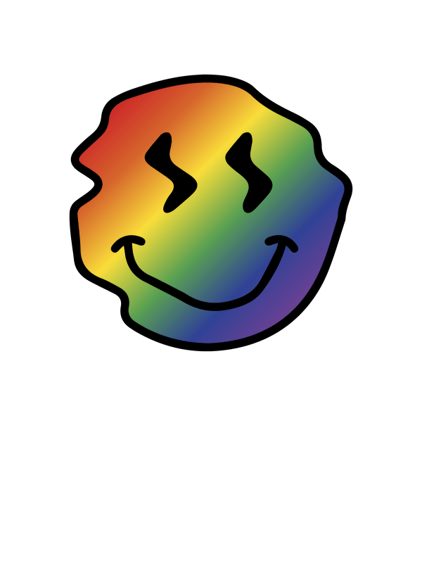 Personalized Rainbow Wonky Smiley Face T-Shirt - White - Decorate View