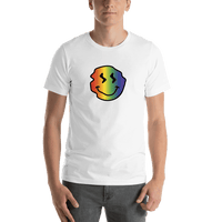 Thumbnail for Personalized Rainbow Wonky Smiley Face T-Shirt - White - Shirt View