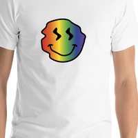 Thumbnail for Personalized Rainbow Wonky Smiley Face T-Shirt - White - Shirt Close-Up View