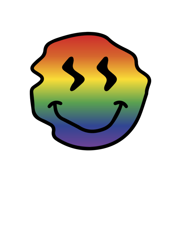 Personalized Rainbow Wonky Smiley Face T-Shirt - White - Decorate View