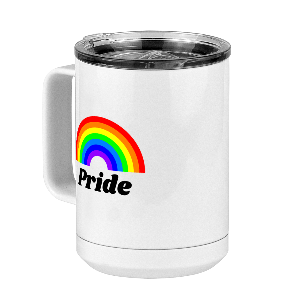 Personalized Rainbow Coffee Mug Tumbler with Handle (15 oz) - Front Left View