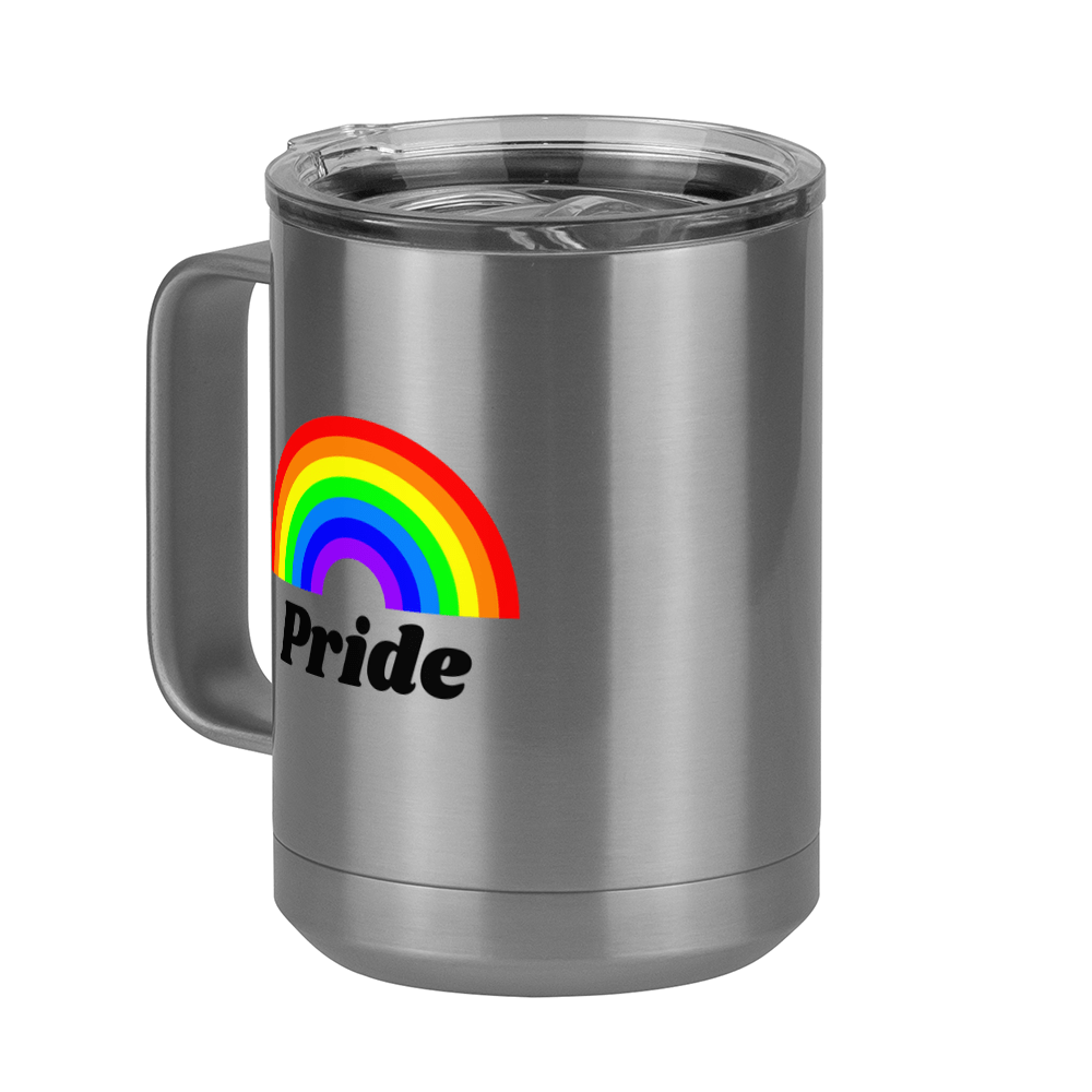 Personalized Rainbow Coffee Mug Tumbler with Handle (15 oz) - Front Left View