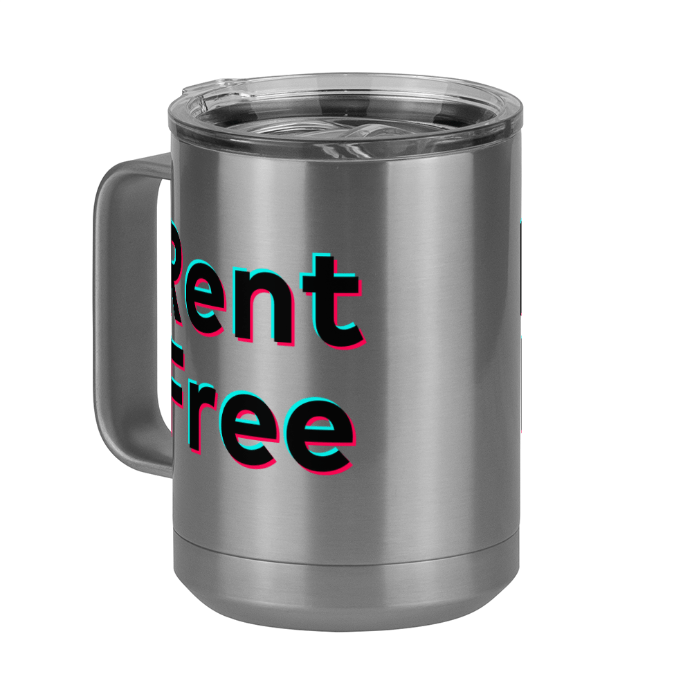 Rent Free Coffee Mug Tumbler with Handle (15 oz) - TikTok Trends - Front Left View