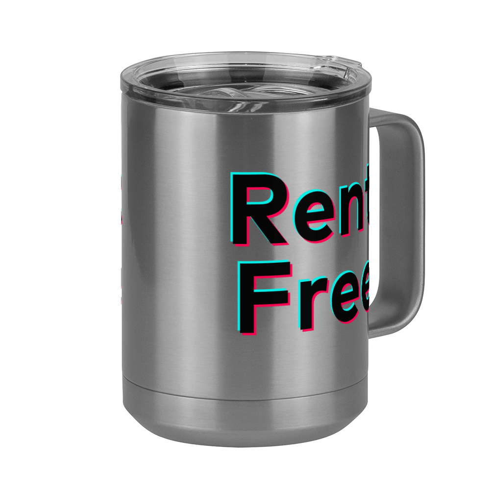 Rent Free Coffee Mug Tumbler with Handle (15 oz) - TikTok Trends - Front Right View