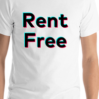 Thumbnail for Rent Free T-Shirt - White - TikTok Trends - Shirt Close-Up View