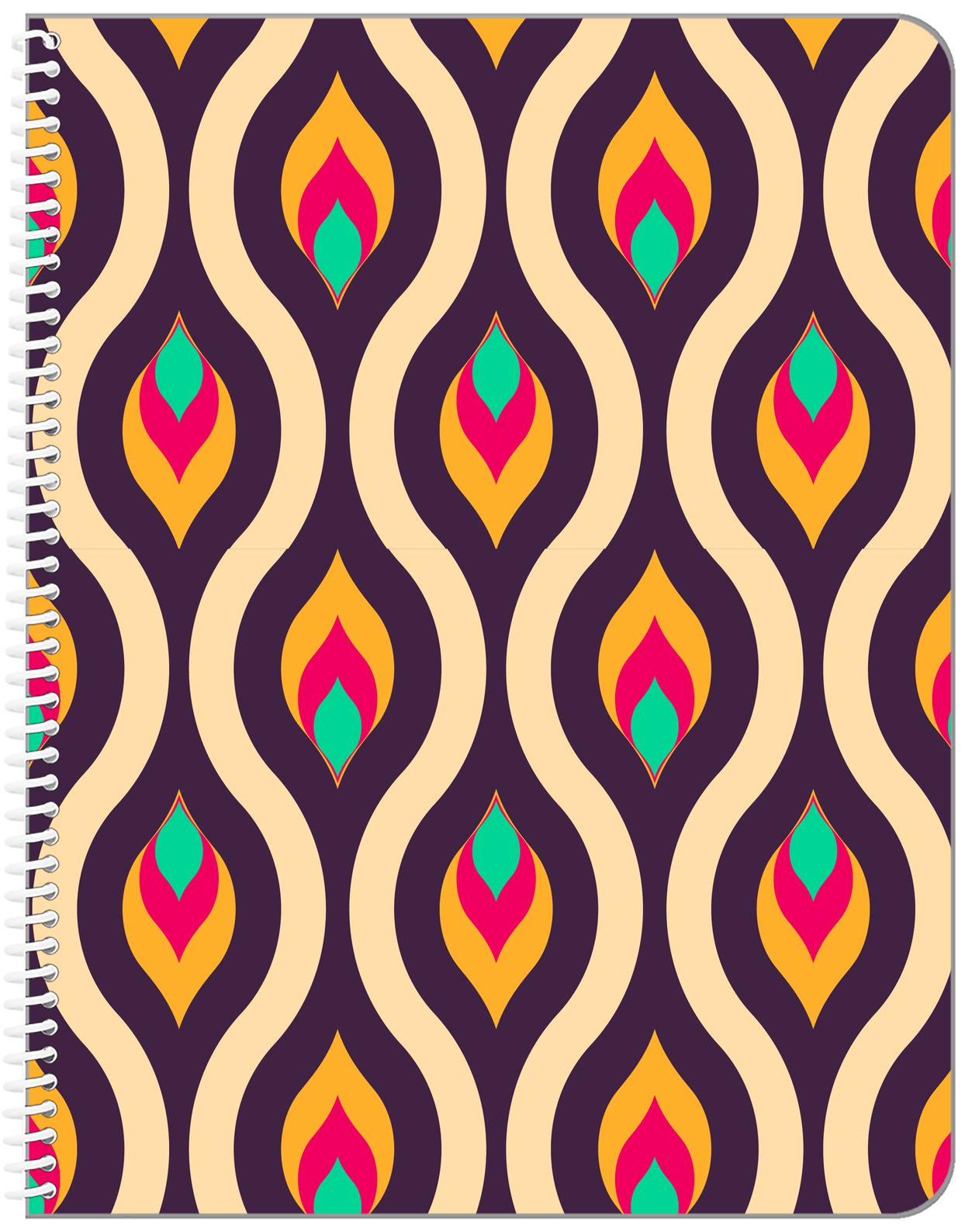 Retro Abstract Waves Notebook - Front View
